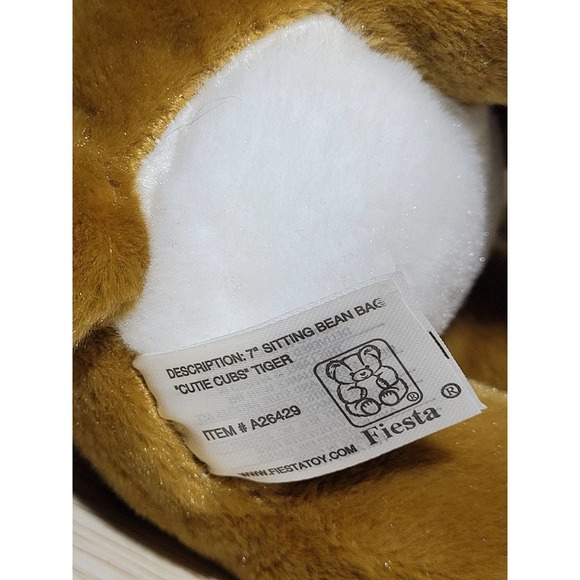 Fiesta Cutie Cubs Tiger Plush sitting bean bag 7" - Picture 6 of 6